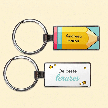 Gepersonaliseerde sleutelhanger met boodschap voor leraren