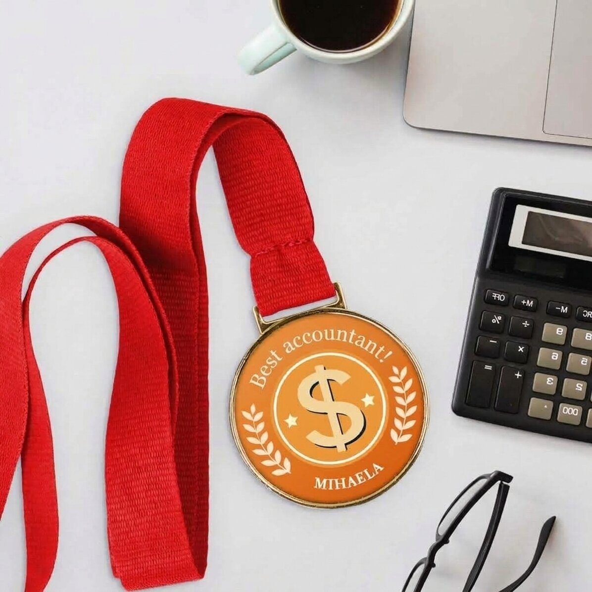 Gepersonaliseerde medaille met boodschap - Boekhouder