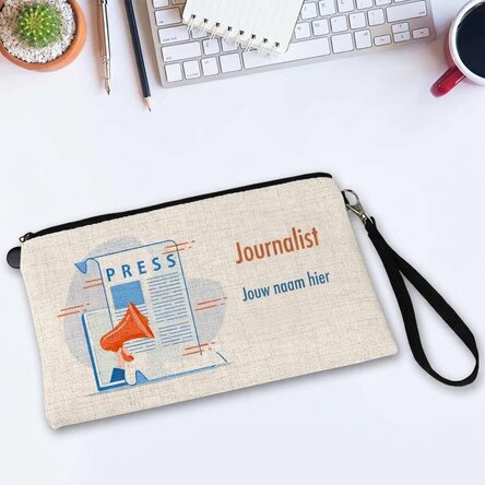 Op maat gemaakte accessoirekit met tekst voor een journalist