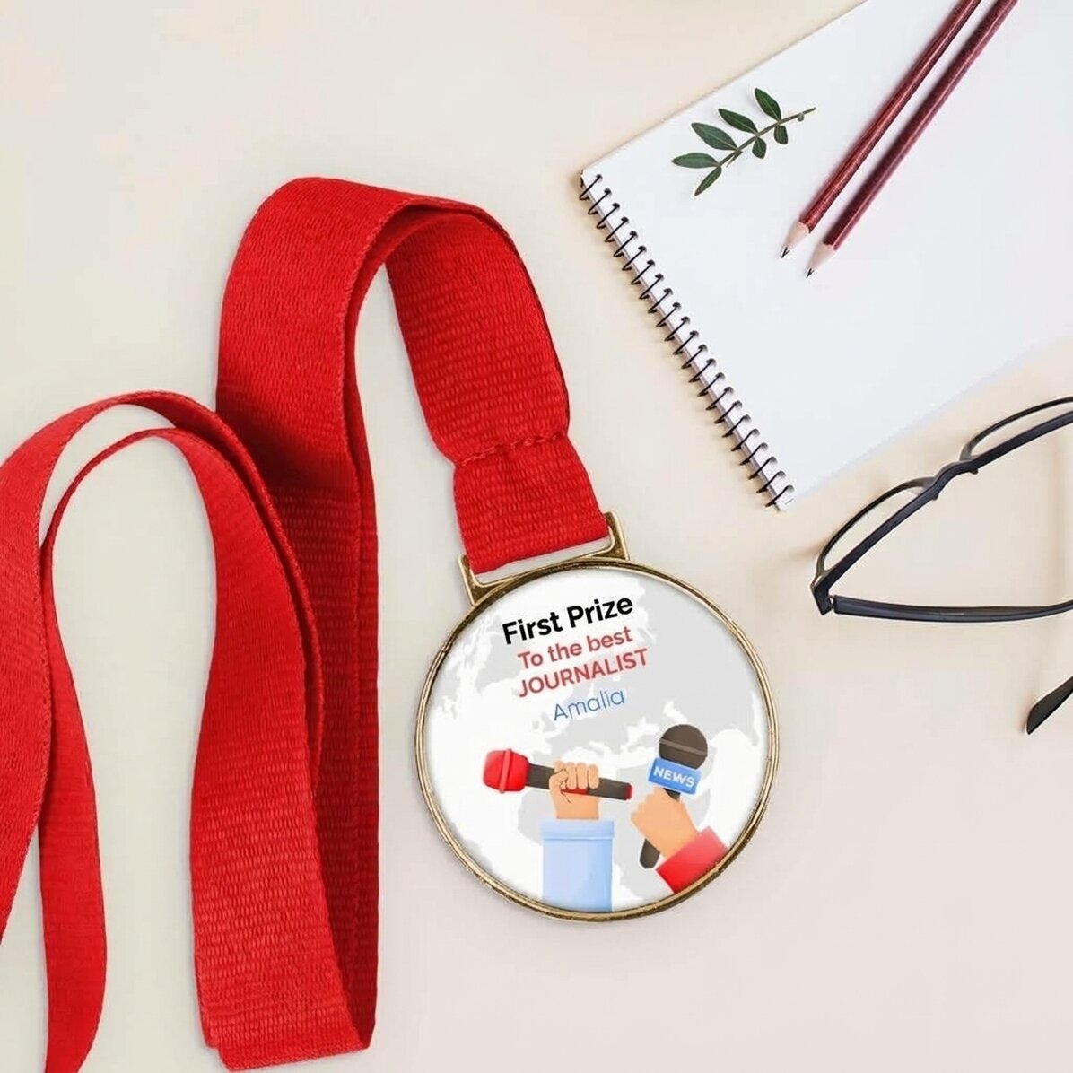 Gepersonaliseerde medaille met boodschap - Journalist