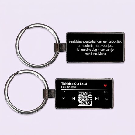 Gepersonaliseerde sleutelhanger met tekst en QR-code - Ons liedje