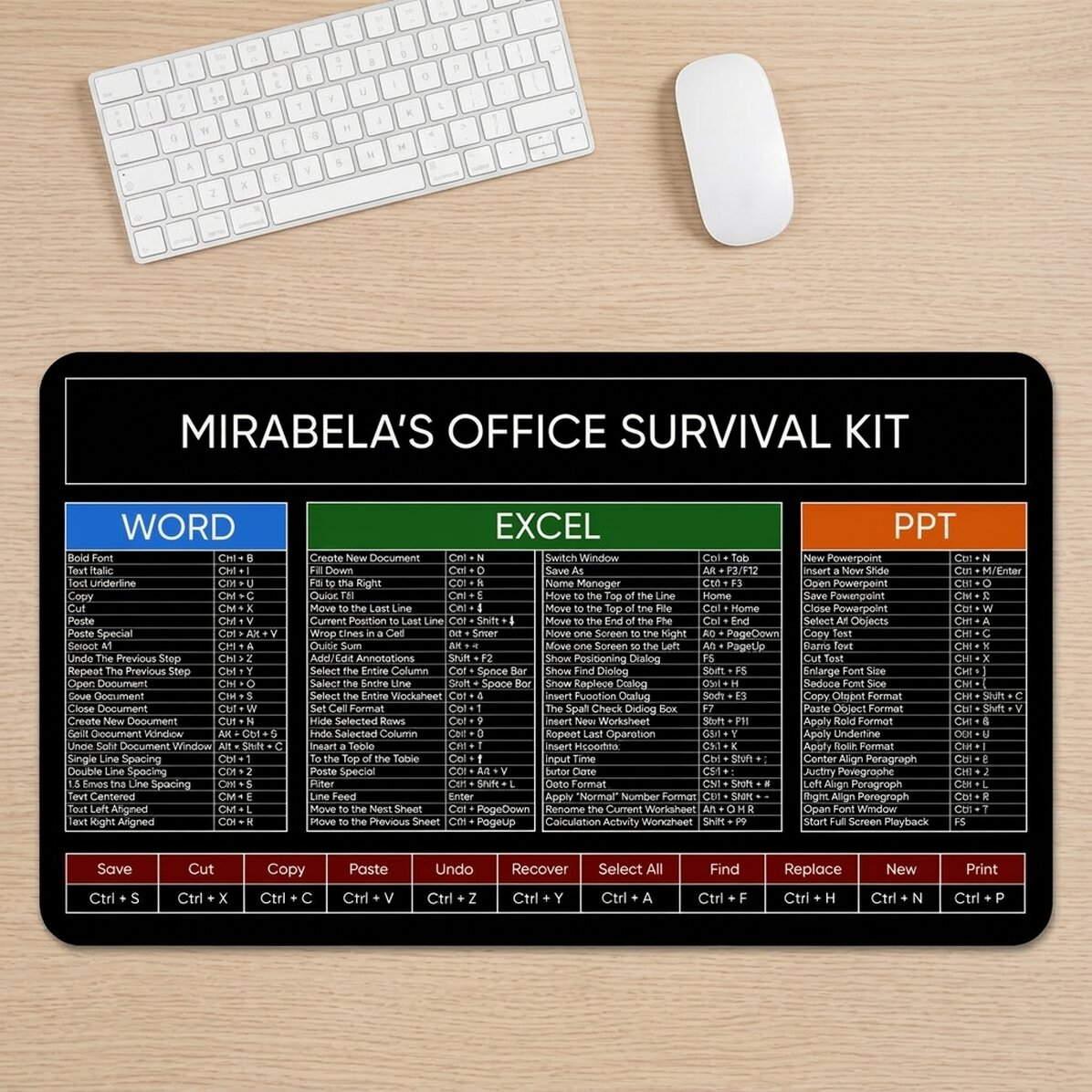 Gepersonaliseerde XXL-muismat met tekst - Office Survival Kit