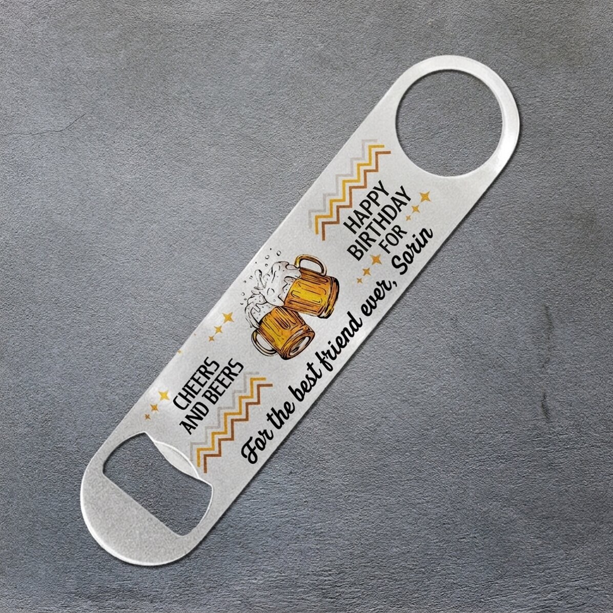 Gepersonaliseerde bieropener met tekst - Cheers and beers