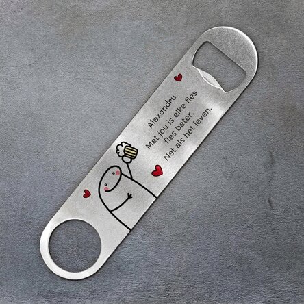 Gepersonaliseerde bieropener met tekst - Cute Love