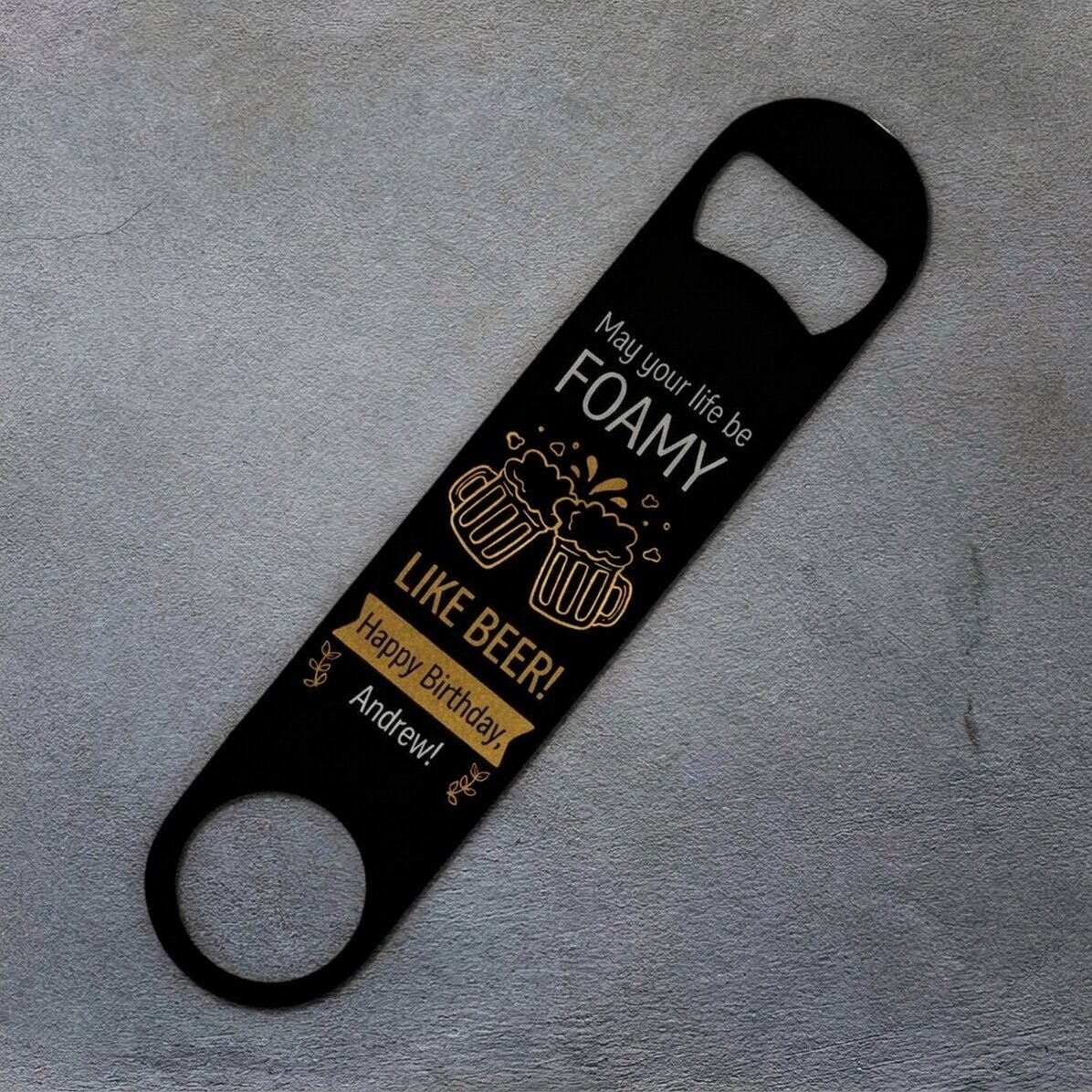 Gepersonaliseerde bieropener met tekst - Van harte gefeliciteerd!