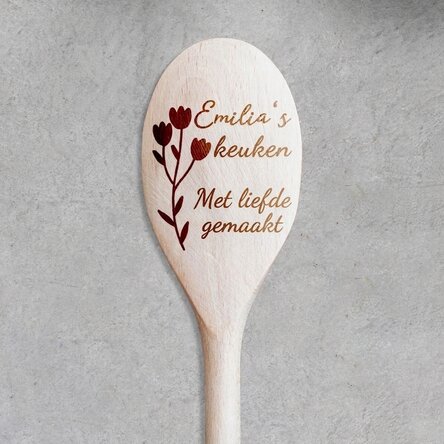 Gepersonaliseerde houten lepel - Flowers