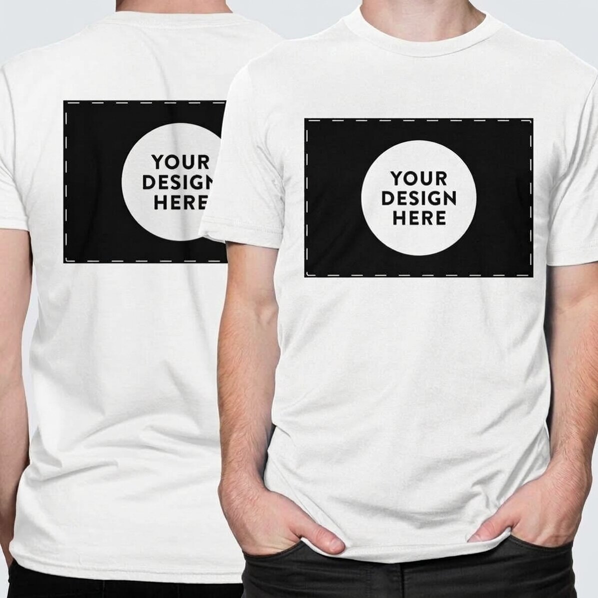 Katoenen T-shirt met jouw eigen landschapsafbeelding aan de voor- en achterkant