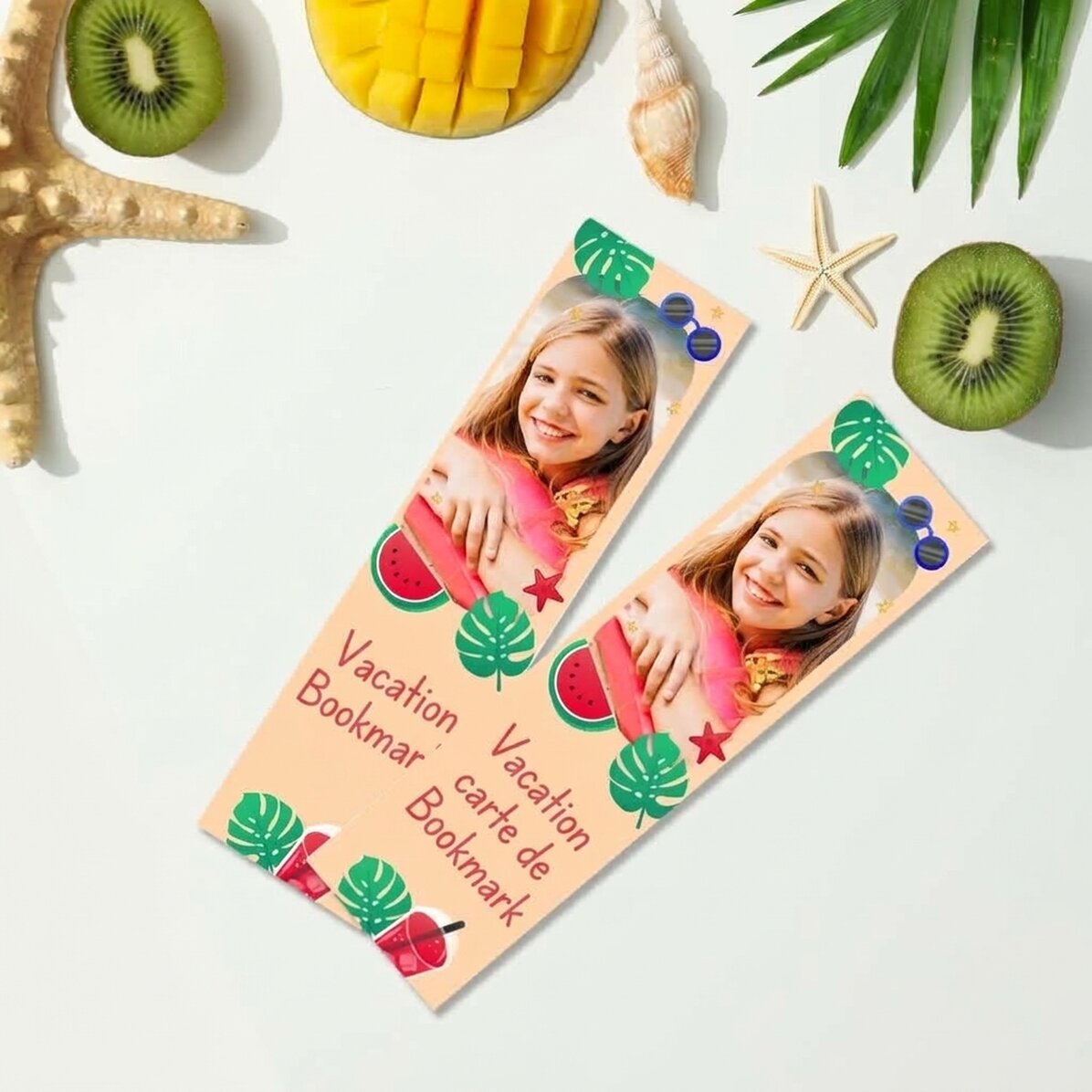Gepersonaliseerde bladwijzer met foto en tekst - Zomervakantie