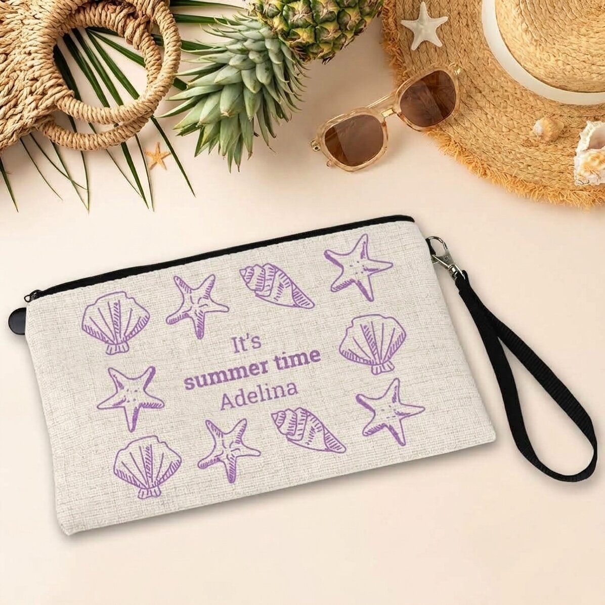 Gepersonaliseerd tasje voor accessoires met tekst - Summer Time