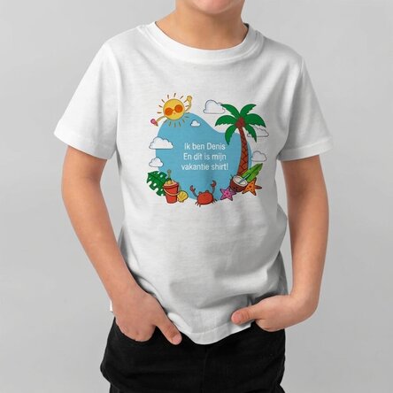 Katoenen T-shirt voor kinderen, gepersonaliseerd met een tekst - Zomervakantie