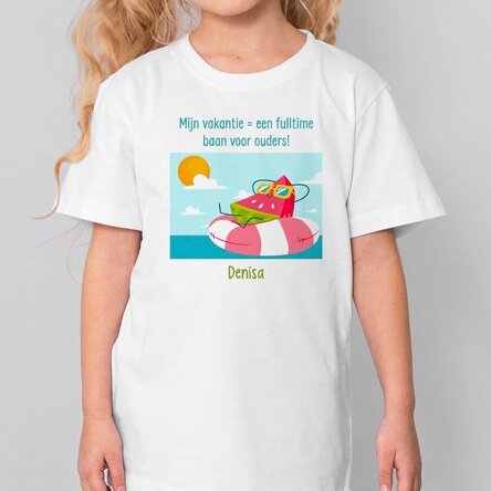Katoenen T-shirt voor kinderen, gepersonaliseerd met een tekst - Vakantie