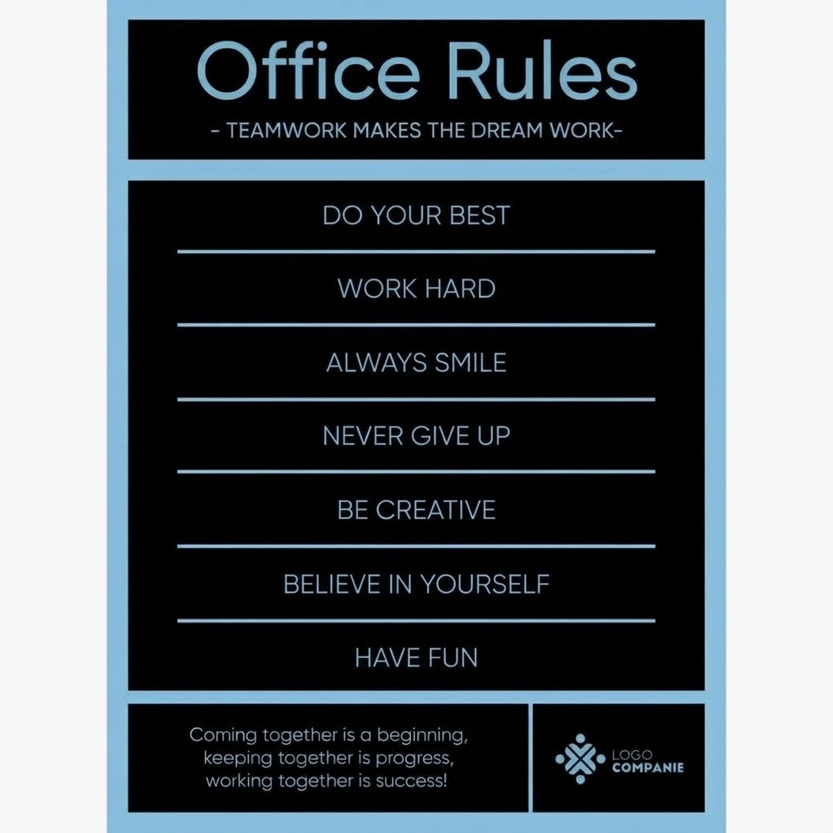 Gepersonaliseerde poster met tekst en logo - Office Rules