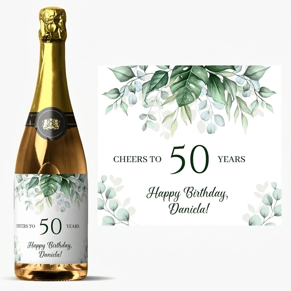Mousserende wijn met gepersonaliseerde tekst - Happy Birthday!