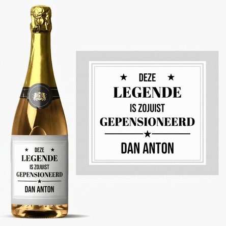 Mousserende wijn met gepersonaliseerde boodschap - Gepensioneerd