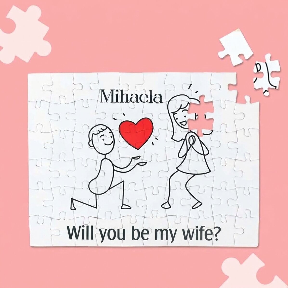 Gepersonaliseerde puzzel met tekst - Marry Me