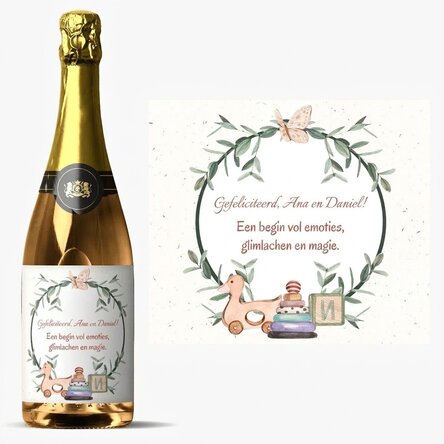 Mousserende wijn met gepersonaliseerde tekst - Baby