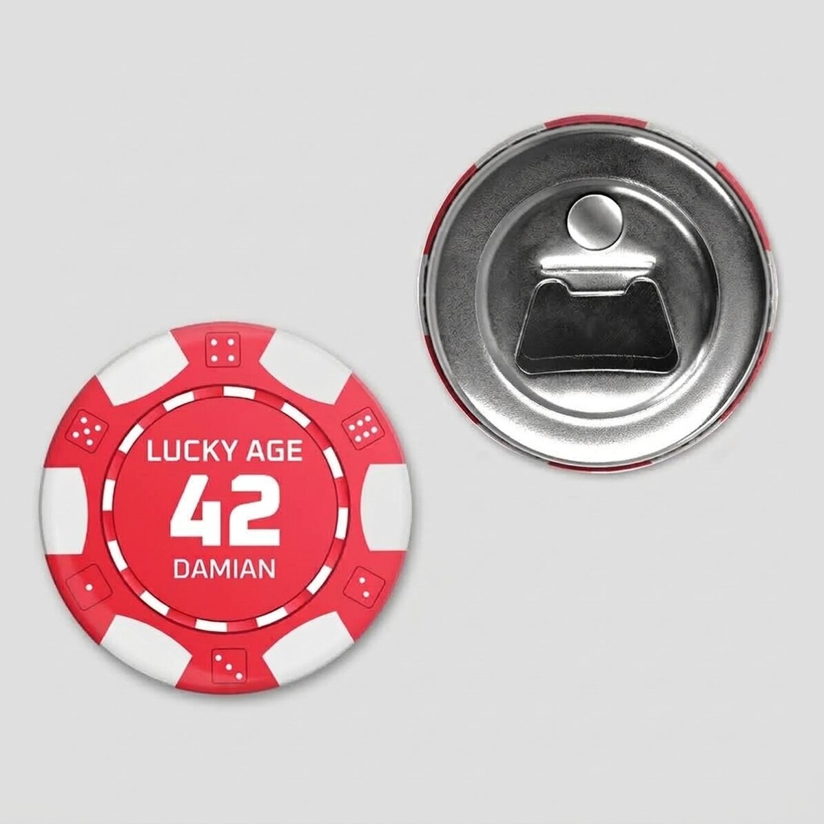 Flesopener met magneet, gepersonaliseerd met een boodschap - Pokerfiche