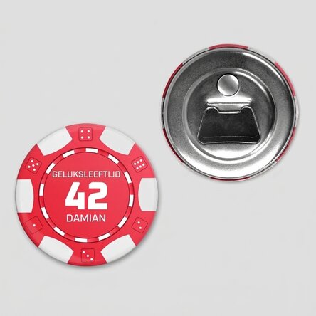 Flesopener met magneet, gepersonaliseerd met een boodschap - Pokerfiche