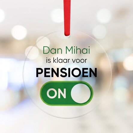 Rond ornament met gepersonaliseerde tekst - Pensioen