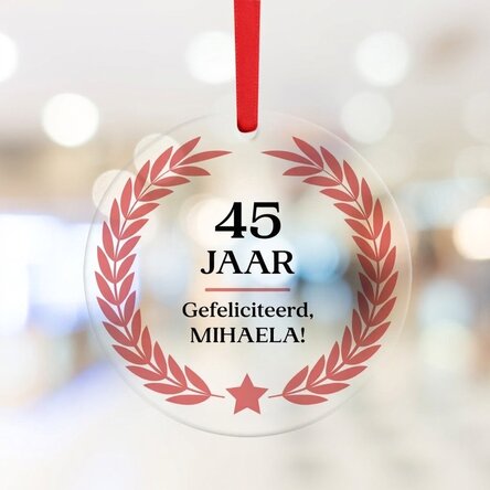 Rond ornament met gepersonaliseerde tekst - Van harte gefeliciteerd!