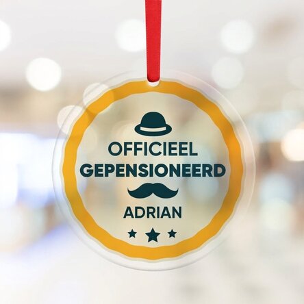 Ronde, gepersonaliseerde sieraden met tekst - Pensioen