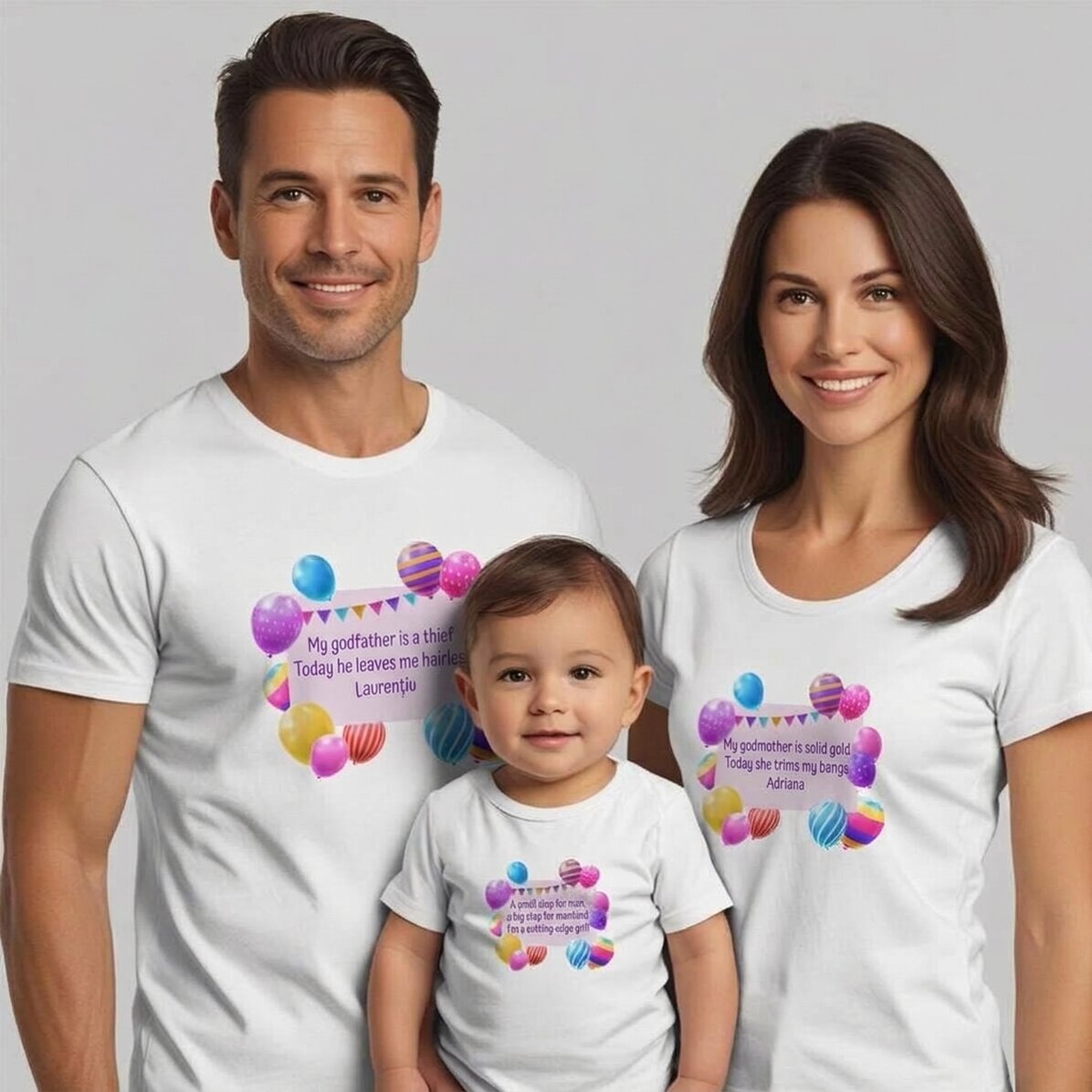 Gepersonaliseerd katoenen T-shirt voor kinderen/volwassenen - Ballonnen