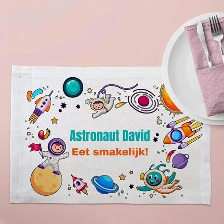 Gepersonaliseerde bordhouder met tekst - Astronaut