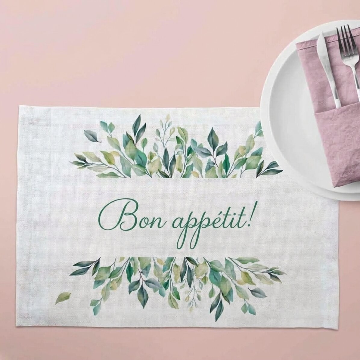Gepersonaliseerde bordhouder met tekst - Eet smakelijk!