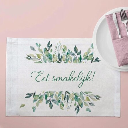Gepersonaliseerde bordhouder met tekst - Eet smakelijk!
