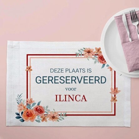 Gepersonaliseerde bordhouder met tekst - Gereserveerd