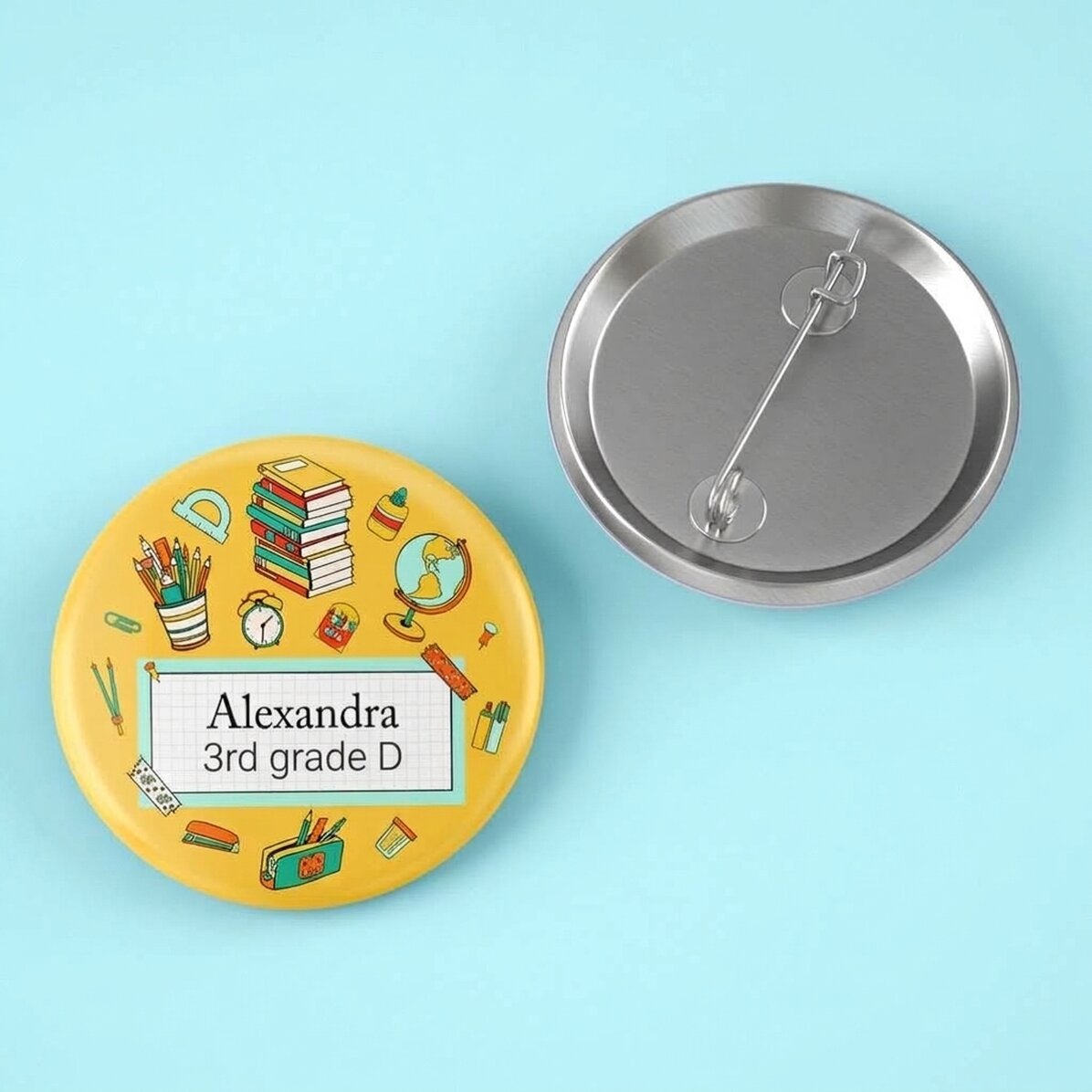 Gepersonaliseerde button met naam en tekst - School