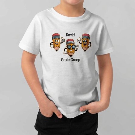 Katoenen T-shirt voor kinderen, gepersonaliseerd met een tekst - Potloden