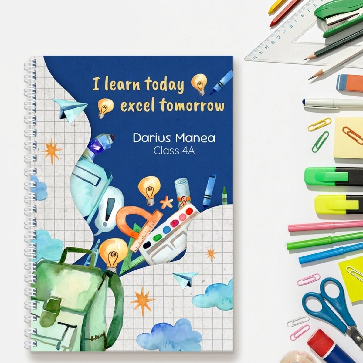 Notitieboekje met gepersonaliseerde tekst - Het begin van het schooljaar