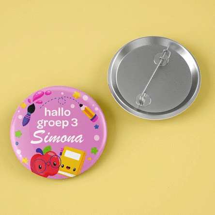 Gepersonaliseerde button met naam en tekst - Terug naar school