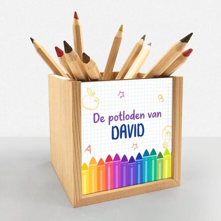 Gepersonaliseerde potloodhouder met tekst - Colors