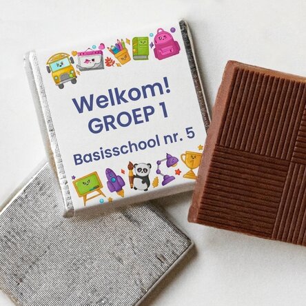Gepersonaliseerde mini-chocolade met tekst - Welcome school