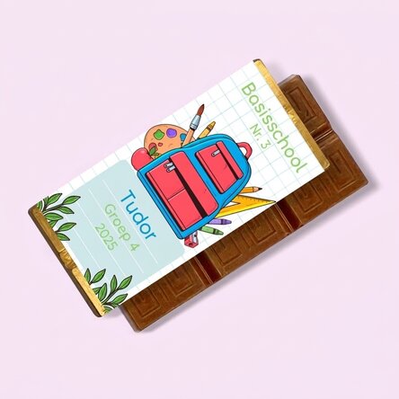 Gepersonaliseerde mini-chocoladereep met boodschap - Eerste schooldag