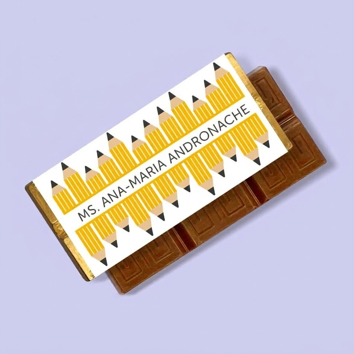 Gepersonaliseerde mini-chocoladereep met boodschap - Potloden
