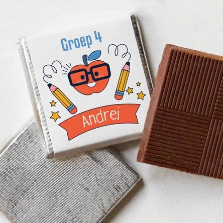 Gepersonaliseerde mini-chocolade met tekst - School