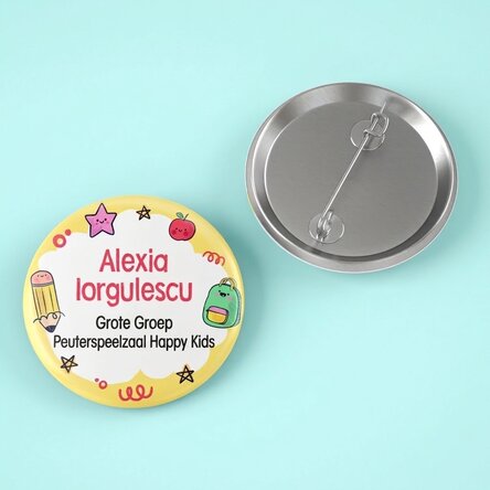 Gepersonaliseerde button met naam en tekst - Kleurrijk