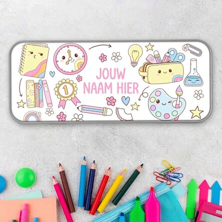 Gepersonaliseerd etui met tekst - School
