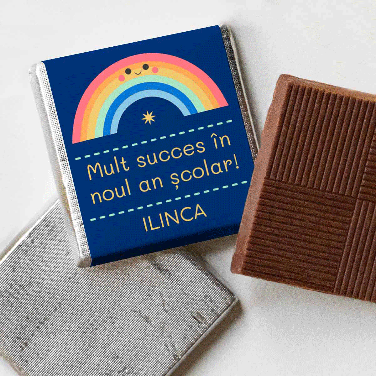 Gepersonaliseerde mini-chocolade met tekst - Veel succes!