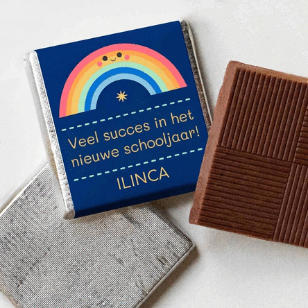 Gepersonaliseerde mini-chocolade met tekst - Veel succes!