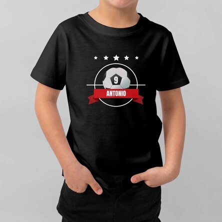 Katoenen T-shirt voor kinderen, gepersonaliseerd met een tekst - Voetbal