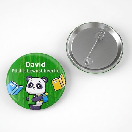Gepersonaliseerde button met naam en tekst - Cute Panda