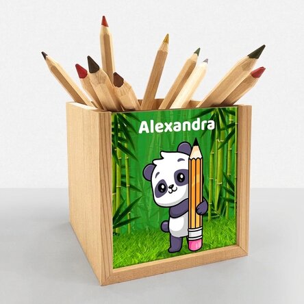 Gepersonaliseerde potloodhouder met tekst - Cute Panda