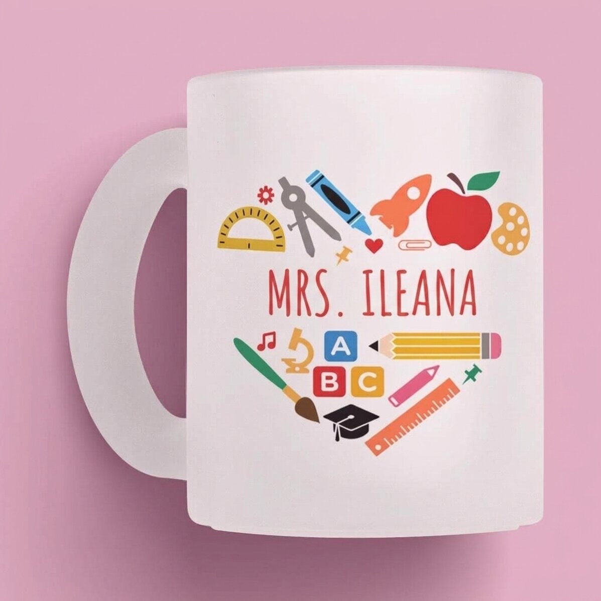 Gepersonaliseerde drinkbeker met tekst voor leraren - Heart