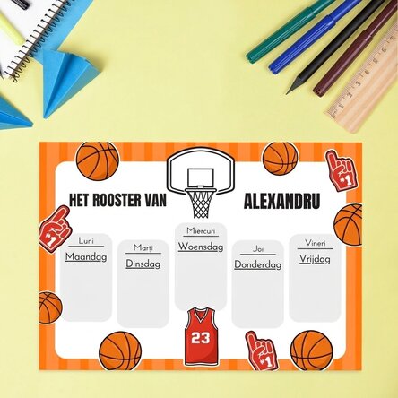 Aangepast schema met tekst - Basketbal
