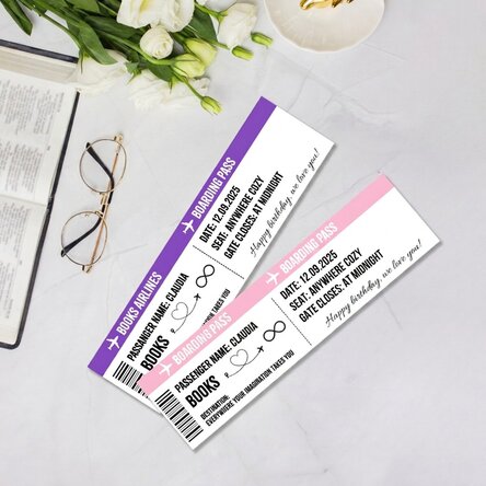 Personalised bookmark with text - Boarding pass