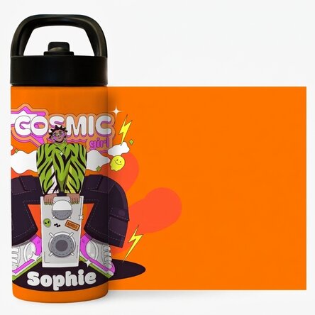 Thermosfles met handvat en rietje, gepersonaliseerd met naam - Cosmic Girl